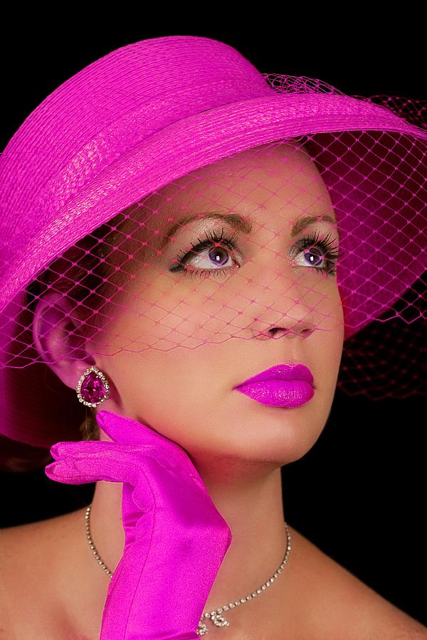 Retro Lady in Fuchsia Photograph by Trudy Wilkerson