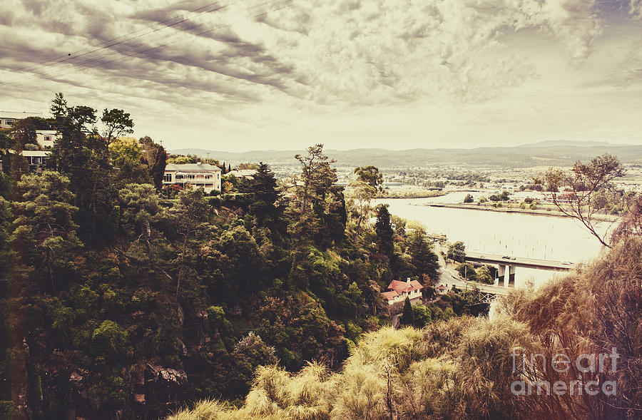 Retro landscape photo of Launceston Tasmania Photograph by Jorgo Photography