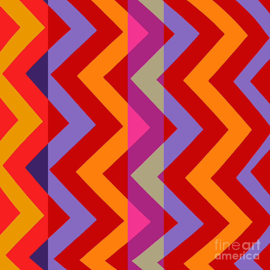 Retro Metro Zig Zag Warm Tones Painting by Mindy Sommers Fine Art America