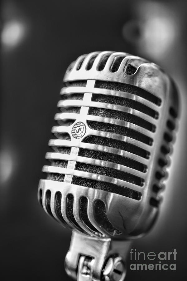 Retro Microphone in black and white Photograph by Paul Ward