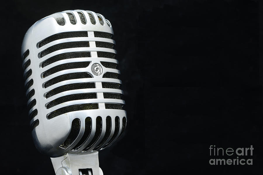 Retro Microphone on Black Photograph by Paul Ward