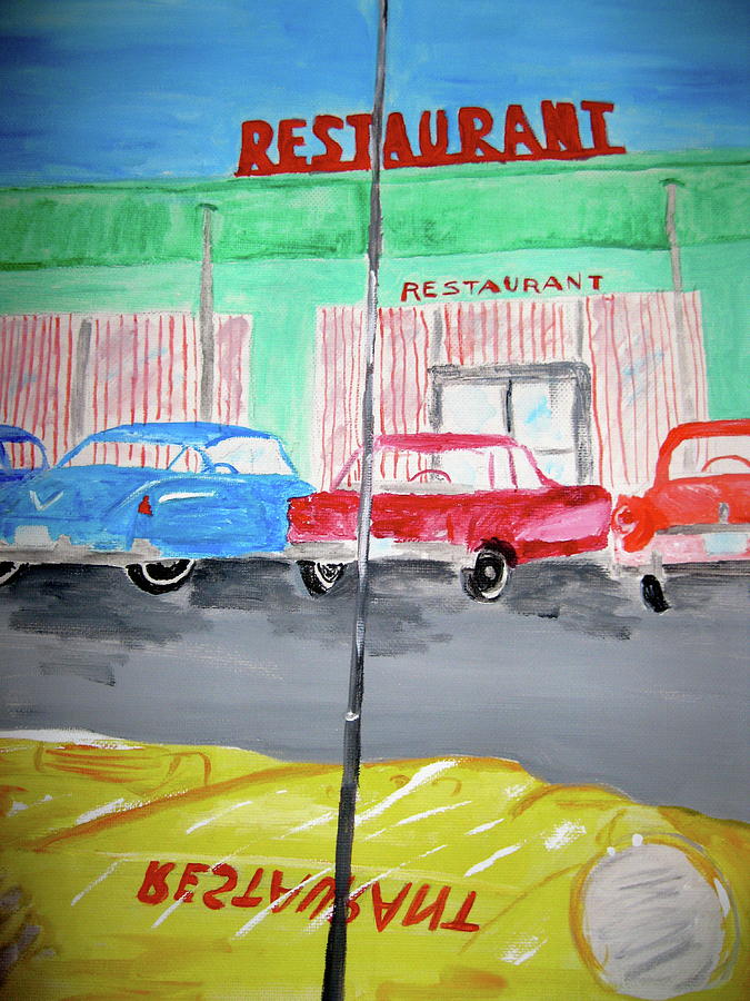 Retro Restaurant Painting by Rebecca Wood