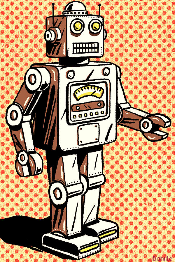Interconnect Fælles valg Forfalske Retro Robot Digital Art by Little Bunny Sunshine - Fine Art America