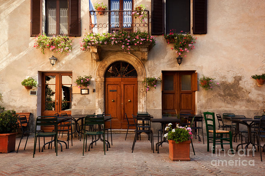 Retro romantic restaurant, cafe in a small Italian town Photograph by Michal Bednarek