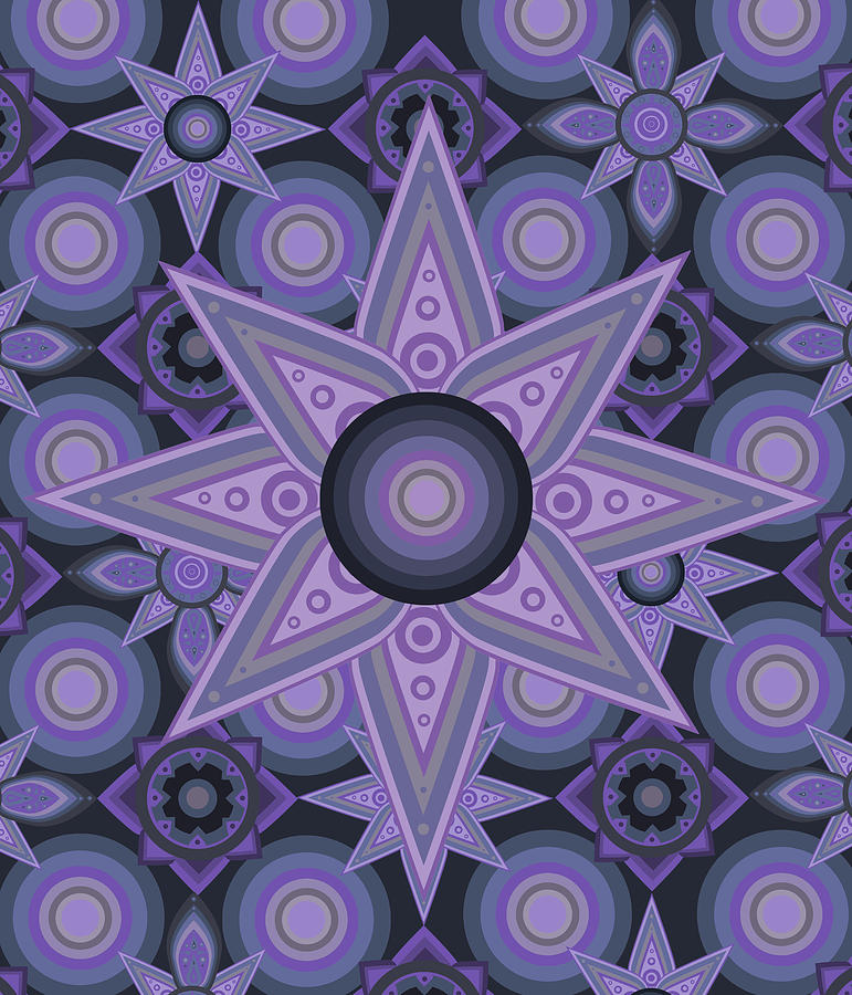 Retro Sunflowers Purple Digital Art