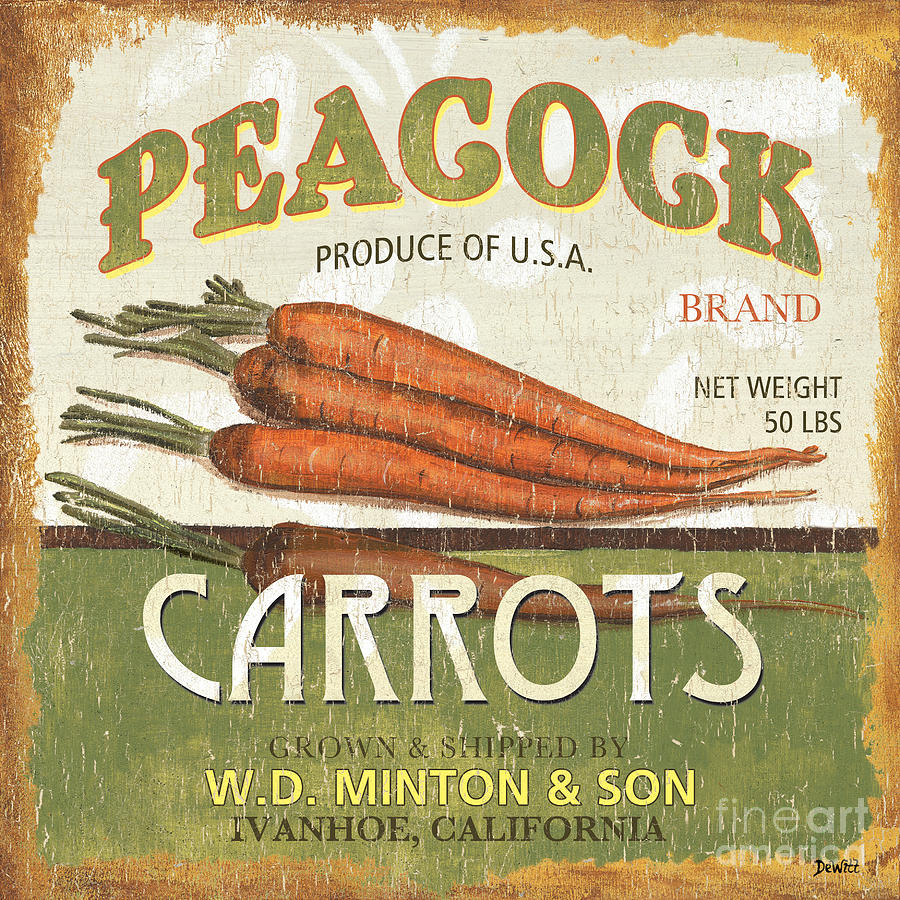 Food Painting - Retro Veggie Label 2 by Debbie DeWitt