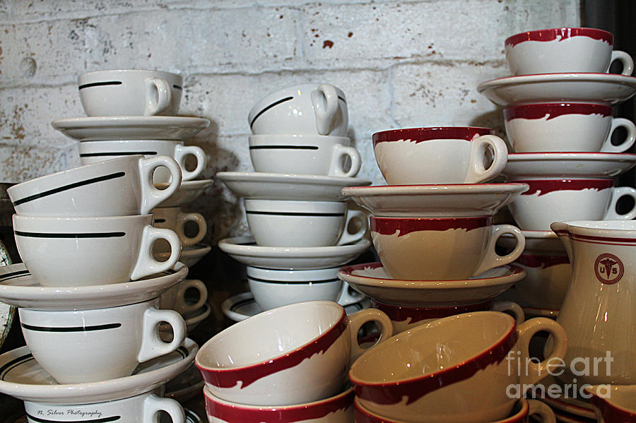 Retro Vintage Cellar Tea Cups Photograph by Nina Silver