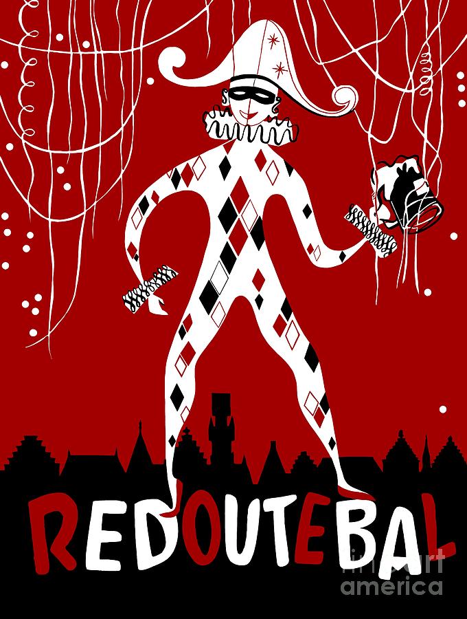 Retro vintage harlequin clown music cover Digital Art by Heidi De Leeuw