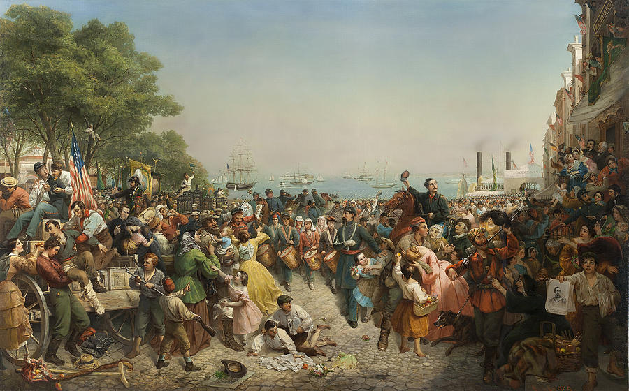 Return of the 69th Irish Regiment N.Y.S.M. from the Seat of War 1862 Painting by Louis Lang