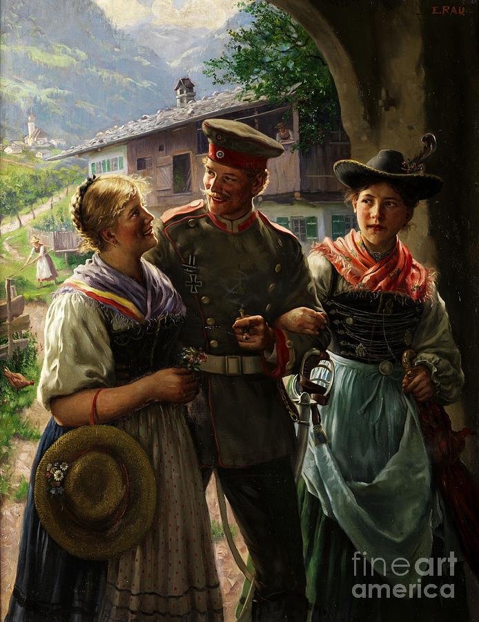 Return of the young soldiers in the Bavarian Oberland Painting by Celestial Images