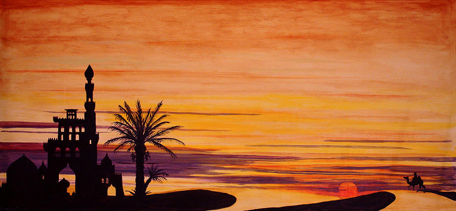 Returning by Sunset Painting by Yvonne Ayoub