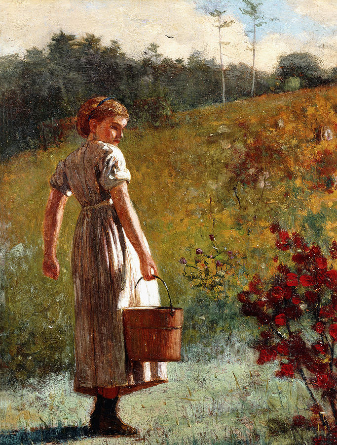 Winslow Homer Painting - Returning From The Spring by Winslow Homer