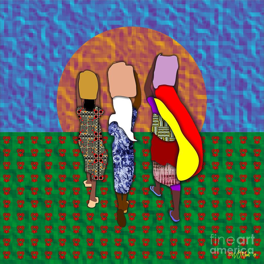Pattern Digital Art - Returning Home From The Market by Walter Neal