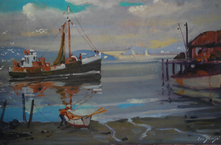 Returning to Port Painting by Len Stomski