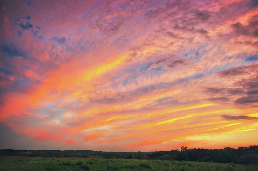 Retzer Nature Center - Warm Summer Sunset with Clouds Photograph by Jennifer Rondinelli Reilly - Fine Art Photography