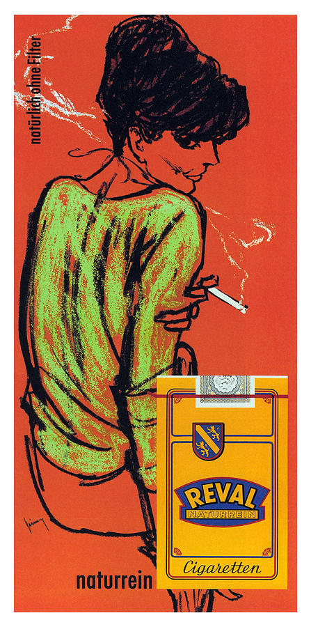 Reval Cigaretten Naturrein - Vintage Tobacco Advertising Poster By Gerd Grimm - Imperial Tobacco Mixed Media