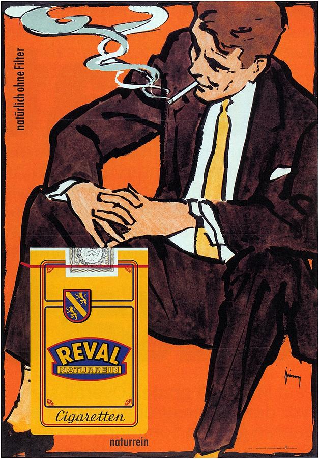 Reval Naturrein Cigarettes - Vintage Tobacco Advertising Poster Mixed Media by Studio Grafiikka
