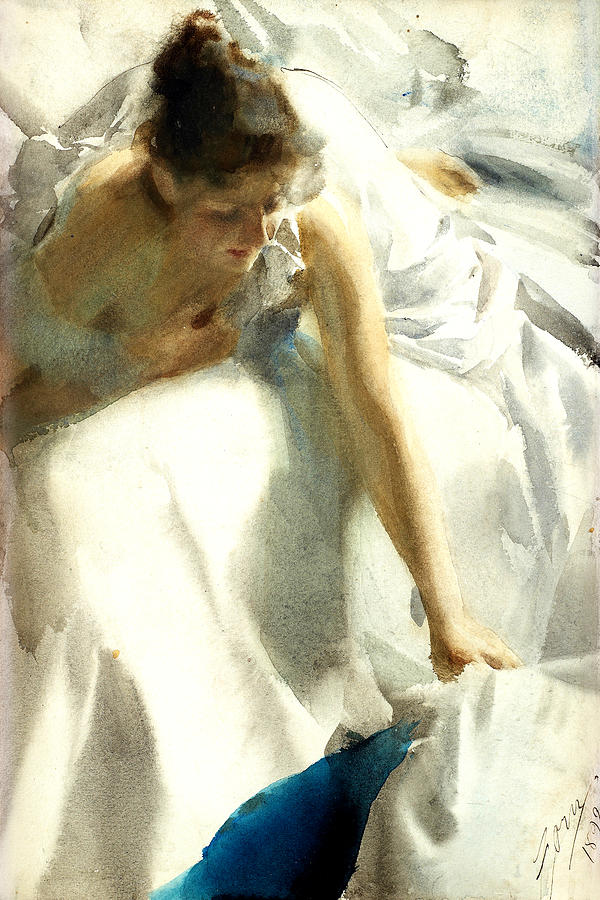 Anders Painting - Reveil The Artists Wife by Anders Zorn