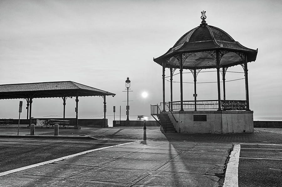 Revere Beach Bandstand at Sunrise Revere Beach Black and White Photograph by Toby McGuire