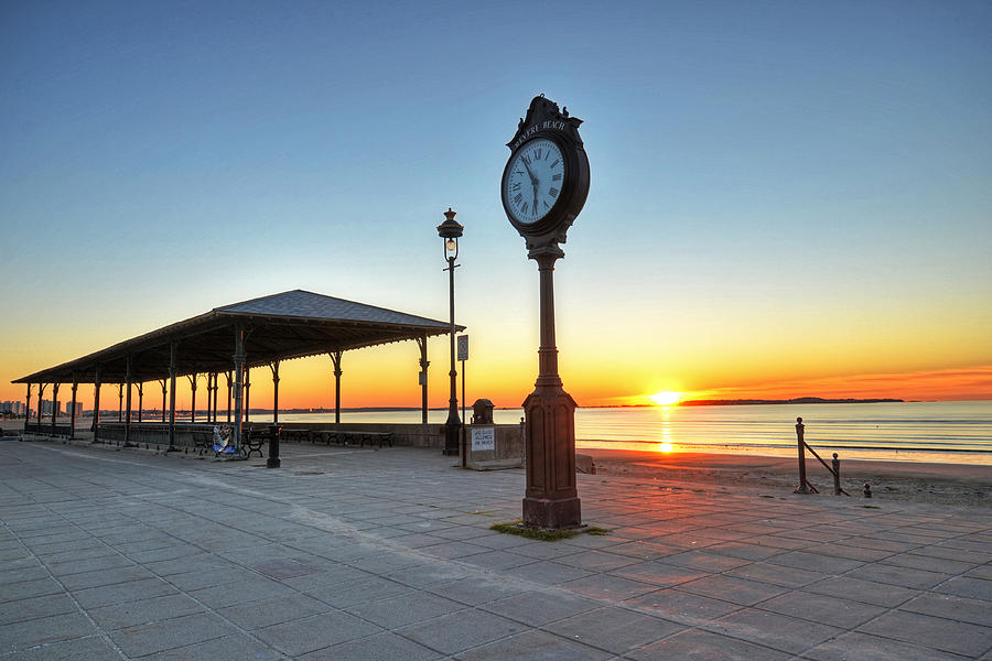 Beach Photograph - Revere Beach Clock at sunrise Revere MA by Toby McGuire