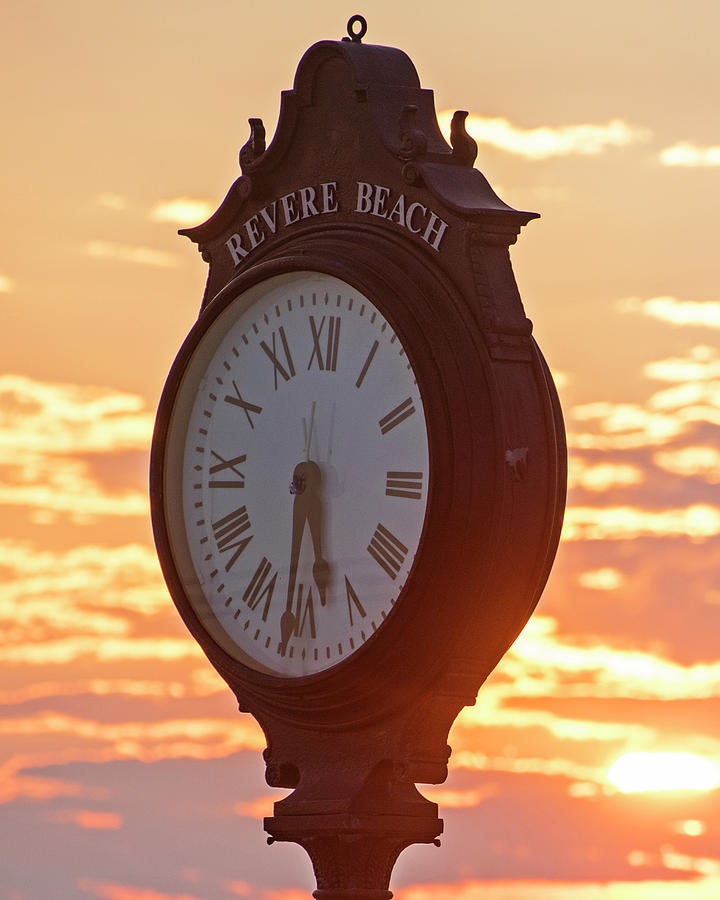 Beach Photograph - Revere Beach Clock at sunrise by Toby McGuire