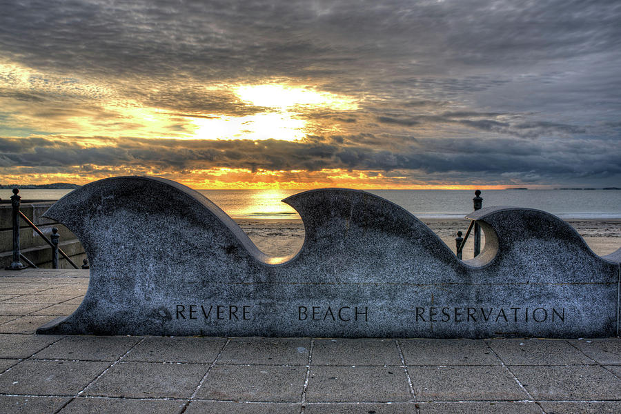 Revere Beach Reservation Wave Sculpture Revere MA Photograph by Toby McGuire