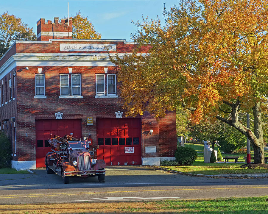 Revere Fire Station Revere MA in Autumn Fire Truck Photograph by Toby McGuire
