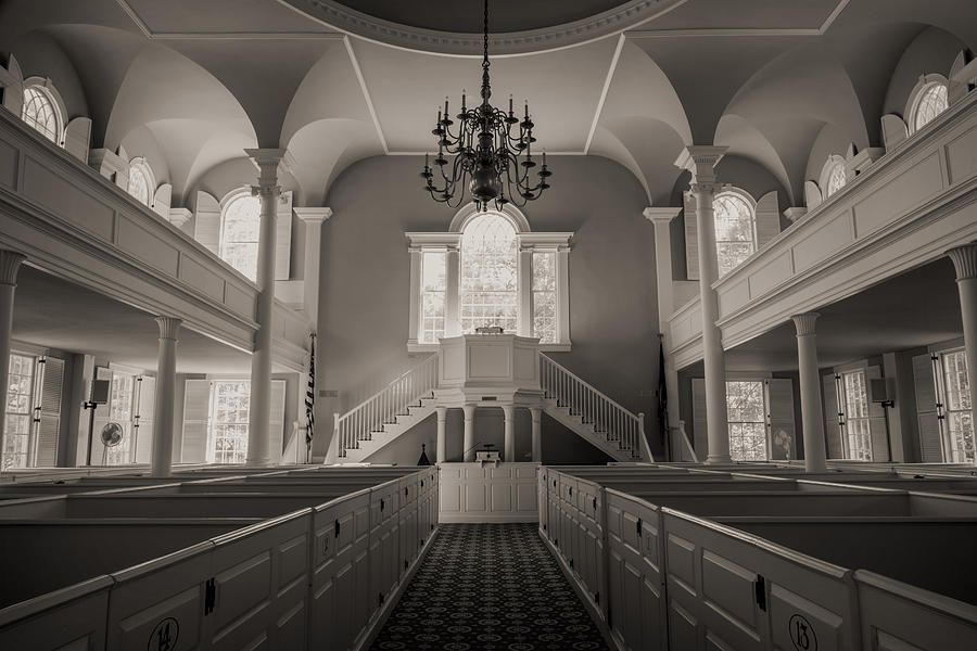 Black And White Photograph - Reverence - Old First Church of Bennington by Stephen Stookey