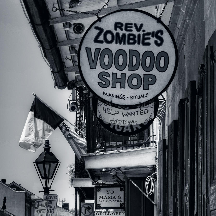 New Orleans Photograph - Reverend Zombies House Of Voodoo In Black And White by Greg and Chrystal Mimbs