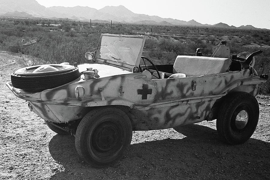 Reverse view  Barry Sadlers 1941 VW  Schwimmwagen  Tucson Arizona 1971 Photograph by David Lee Guss