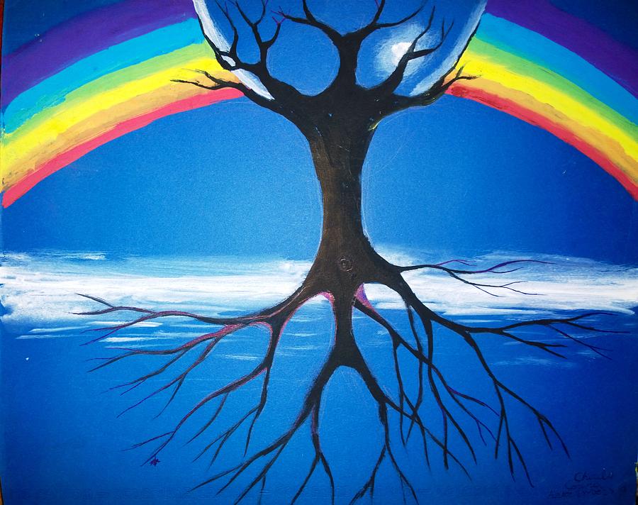 Rainbow Painting - Reversed tree by Chirila Corina