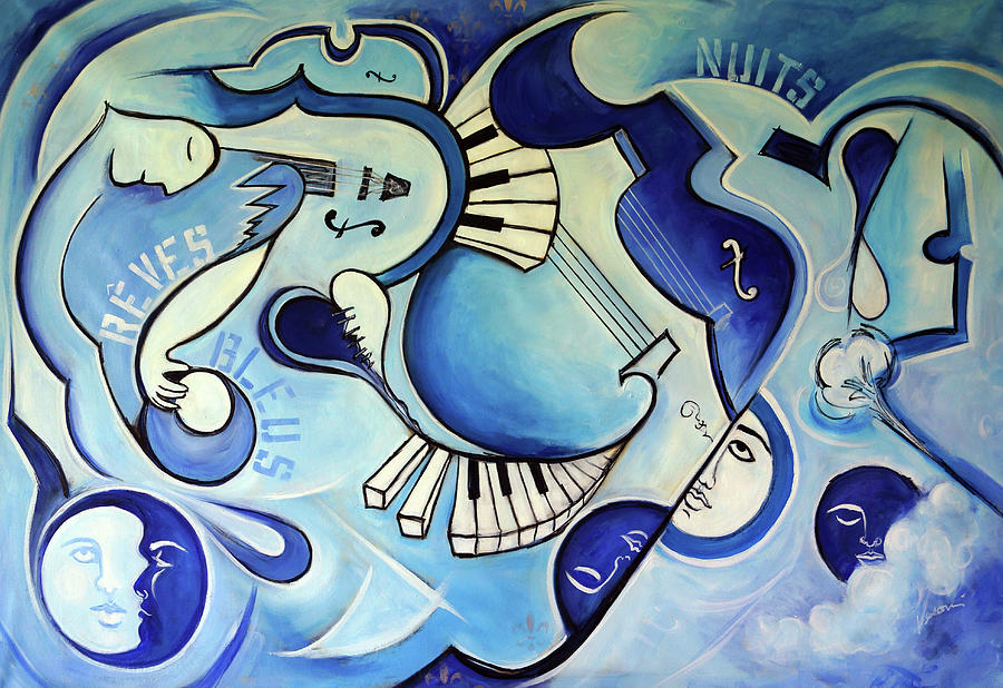 Reves Bleus Painting by Valerie Vescovi