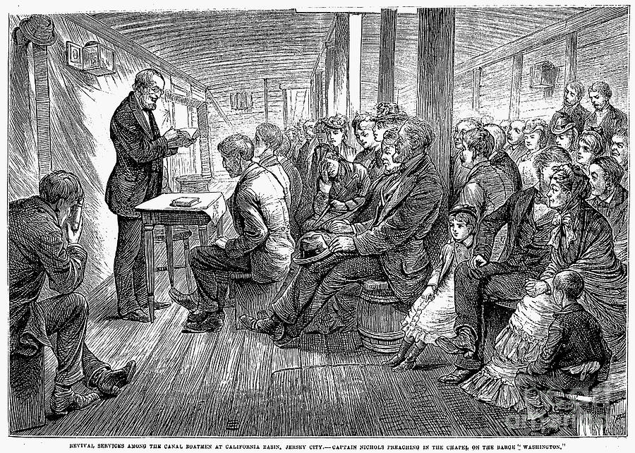 Revival Meeting On Barge Photograph by Granger