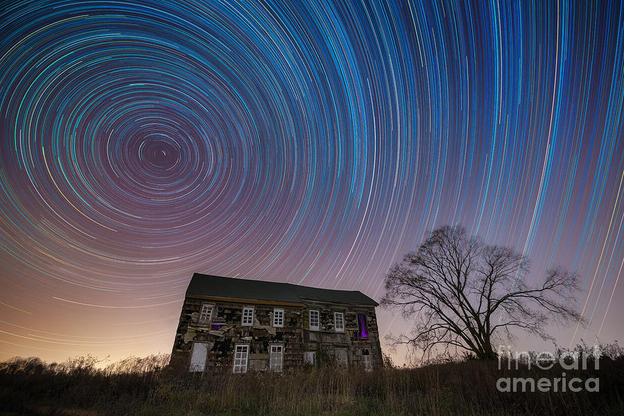 Cool Photograph - Revolutionary War House Star Trails by Michael Ver Sprill
