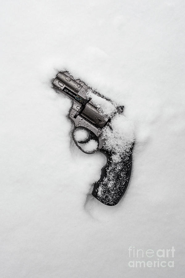Revolver in the snow Photograph by Edward Fielding