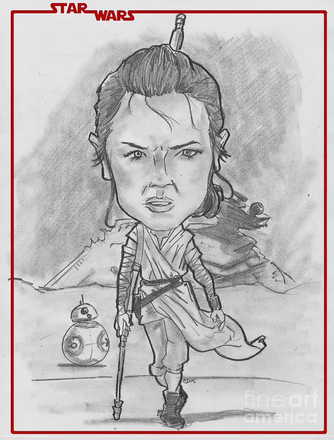 Rey The Force Awakens Drawing by Chris DelVecchio