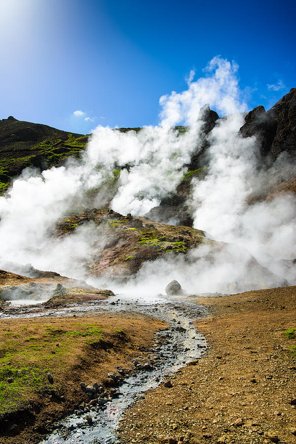 Nature Photograph - Reykjadalur geothermal area in Iceland by Matthias Hauser