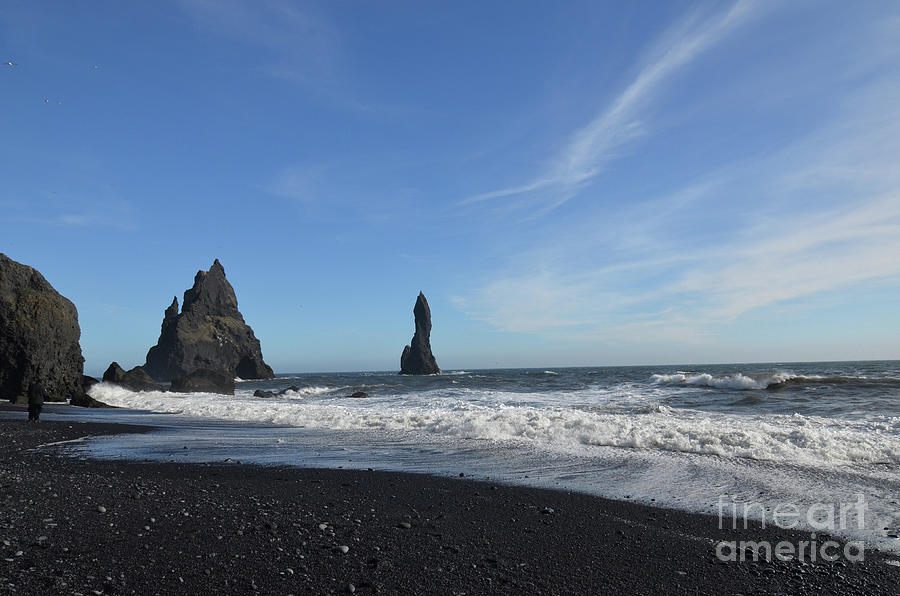 Reynisdrangar Sea Stacks in Vik Icelands Black Sand Beach Photograph by DejaVu Designs