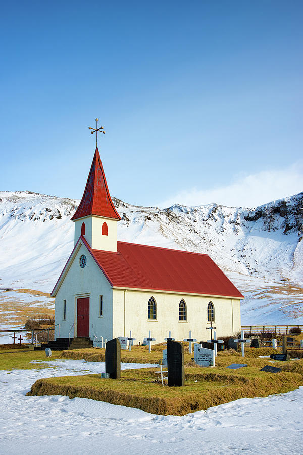 Winter Photograph - Reyniskirkja church Iceland in winter by Matthias Hauser