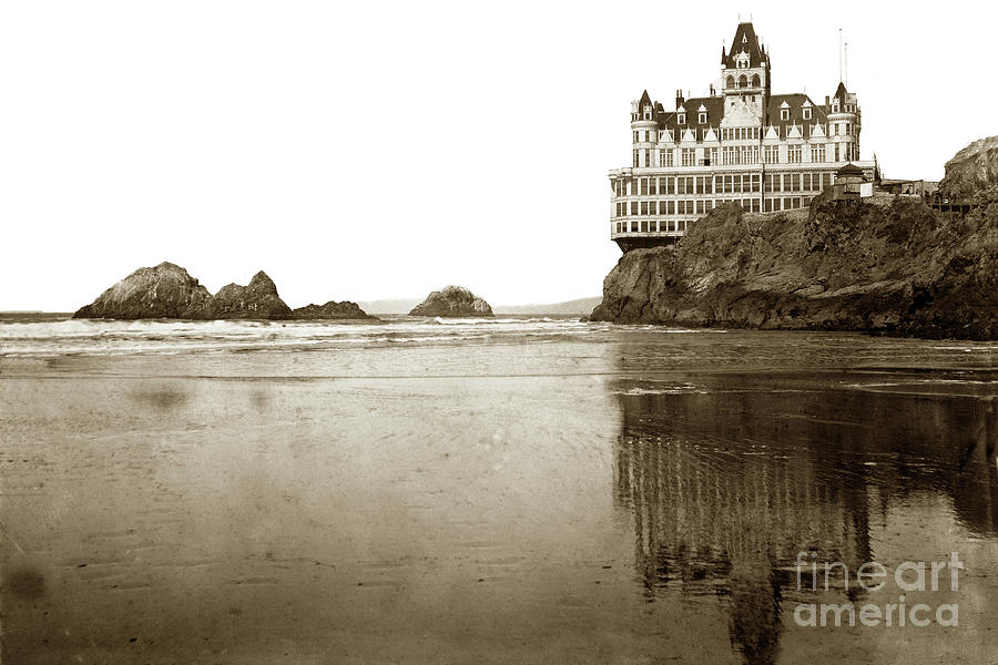 San Francisco Photograph - Rflection of the Cliff House and Seal Rocks fom Ocean Beach, San by Monterey County Historical Society