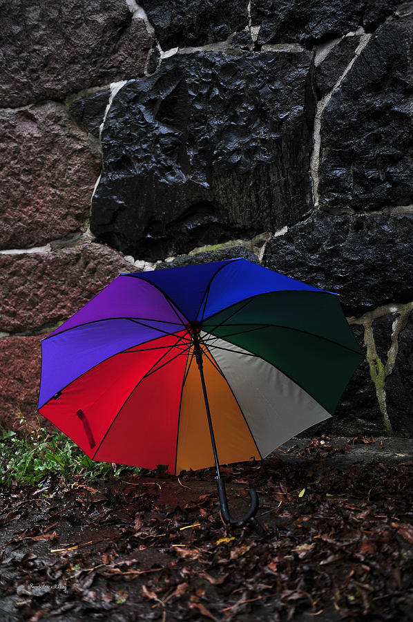 Umbrella Against the Wall Photograph by Randi Grace Nilsberg