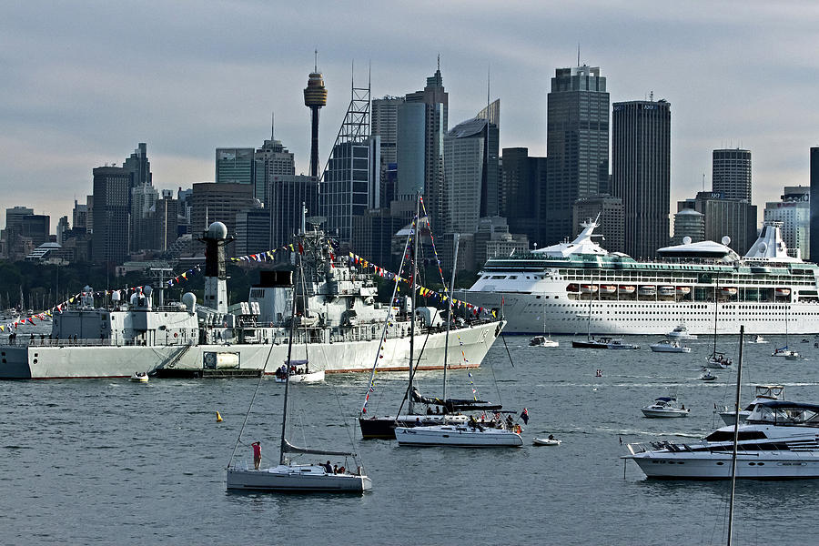 Boat Photograph - Rhapsody of the Seas Leaving Sydney  by Miroslava Jurcik