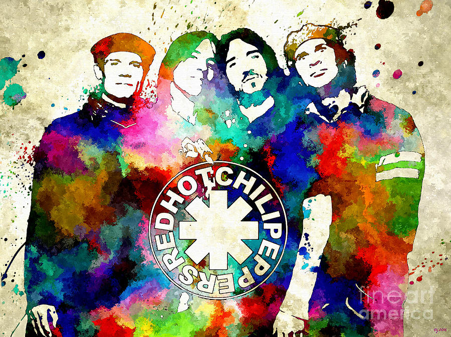 Red Hot Chili Peppers Mixed Media - RHCP Colored Grunge by Daniel Janda