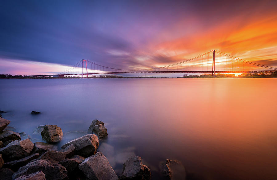 Rhine bridge sunset Photograph by Mario Visser - Fine Art America