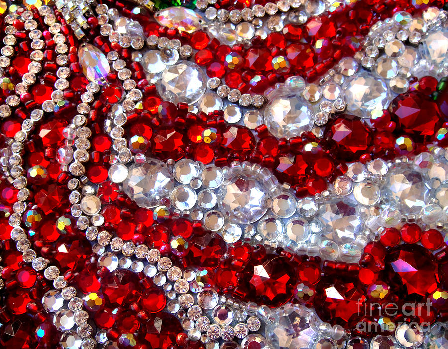 Rhinestone mosaic. Red-white abstract 2 Jewelry by Sofia Goldberg ...