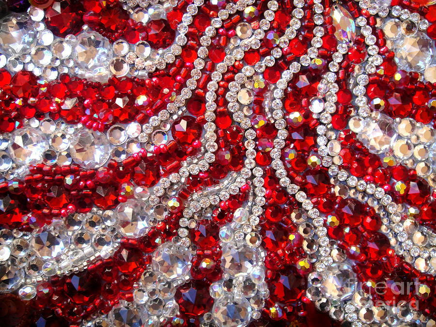 Rhinestone mosaic. Red-white abstract Jewelry by Sofia Goldberg - Fine ...