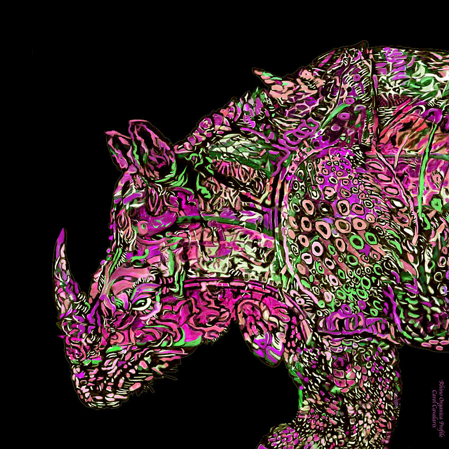 Rhino 3 Profile Organica Mixed Media by Carol Cavalaris