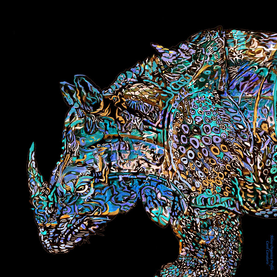 Rhino 4 Profile Organica Mixed Media by Carol Cavalaris