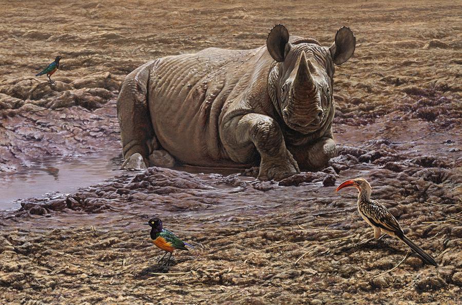 Rhino Painting by Alan M Hunt