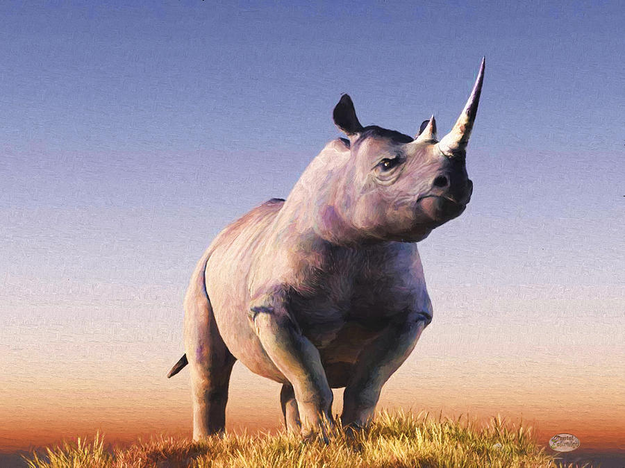 Impressionism Digital Art - Rhino by Daniel Eskridge